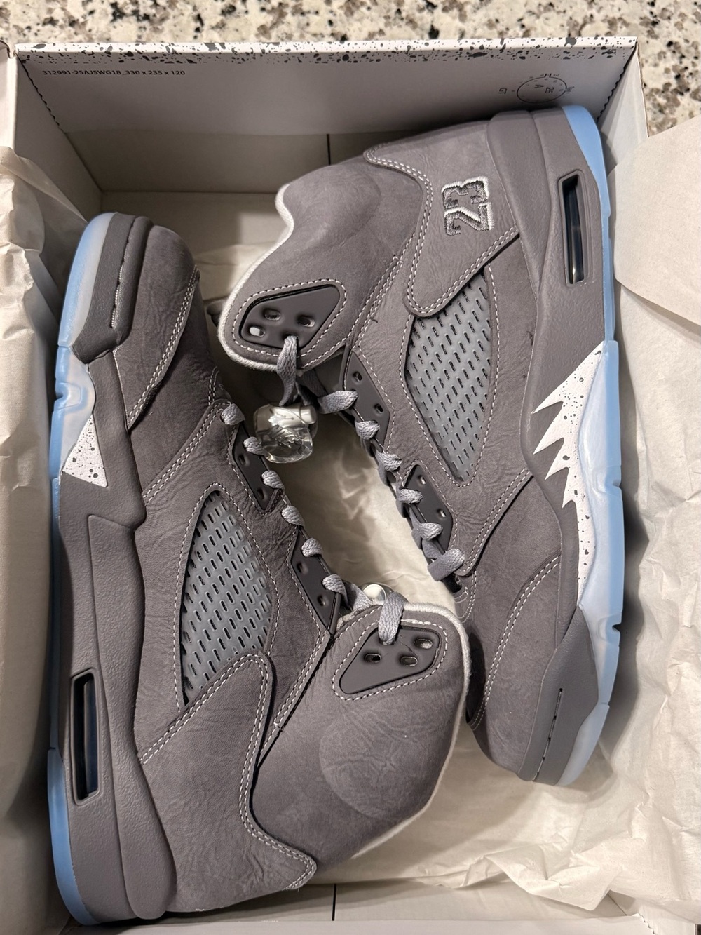 Jordan Men's Wolf Grey Suede Retro 5 (Men’s Size 8, New w/ Tags, Unused w/ Box)